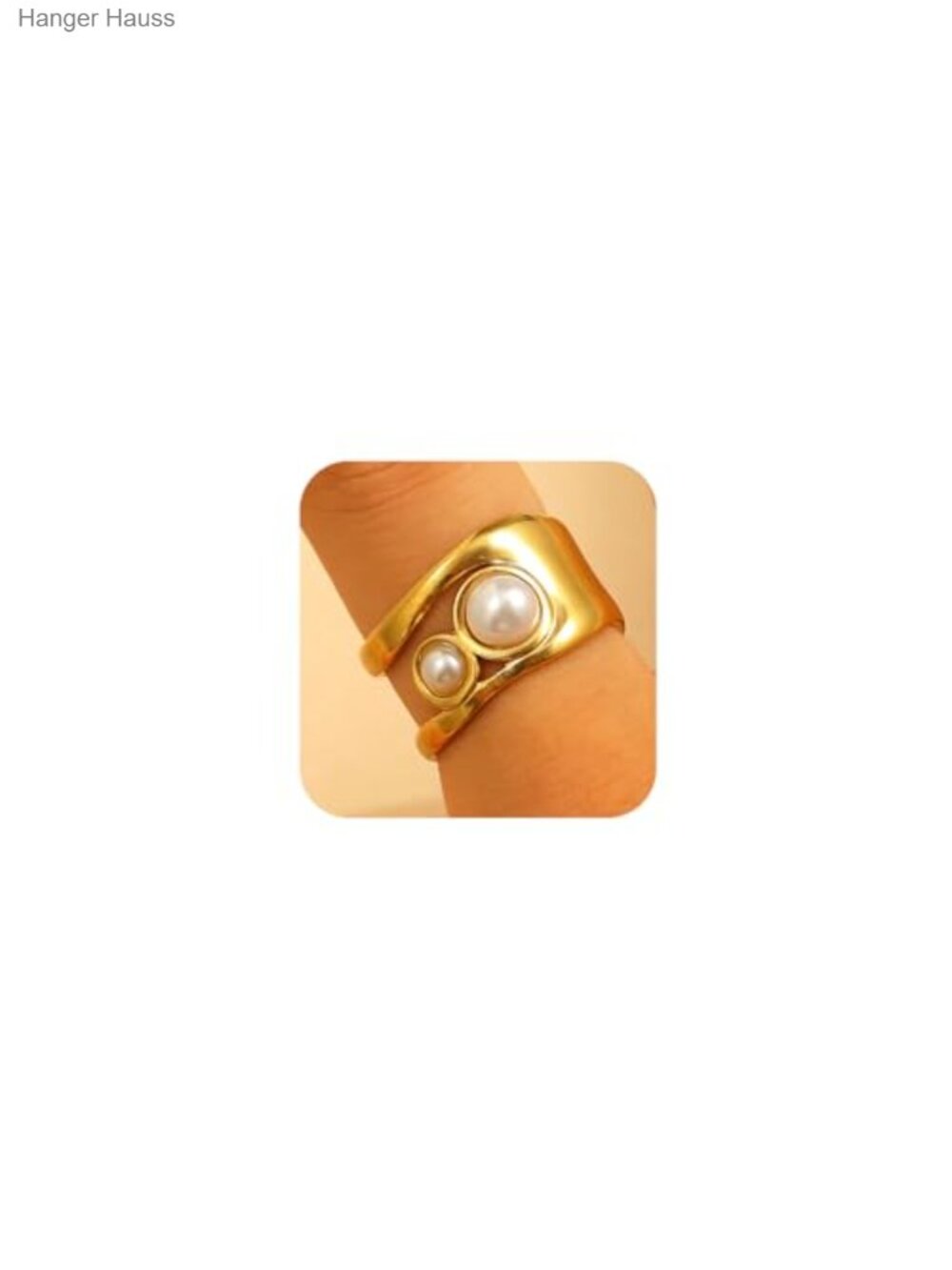 Chunky Gold Brown Beads Pearl Rings Stack Y2K Statement Thick Dome Stainless